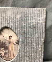 VTG Salvage 4×6 Oval Photo Galvanized Pool Metal Picture Frame Old 1682-25B