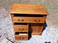Antique Oak Chest Commode Washstand Dry Sink Country Farmhouse Cabinet