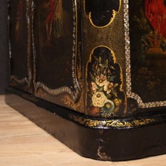 Lacquered painted sideboard cabinet English furniture papier mache 19th century