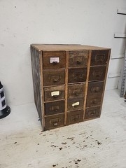 Vintage 15 Original Drawer Index Card File Cabinet Rustic