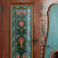 Original Painted Swedish Mora Clock Corner Cabinet, circa 1820-40