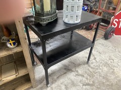 Antique vintage dental medical industrial cabinet, mid-century modern metal blue