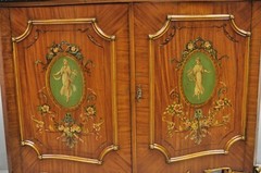 French Louis XV Adam Style Marble Top Kingwood Hand Painted Commode w/ Drawers