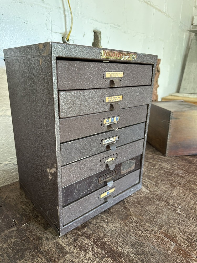 Antique Watchmakers Cabinet Metal Apothecary Industrial Multi Drawer Jewlery