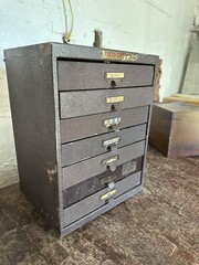 Antique Watchmakers Cabinet Metal Apothecary Industrial Multi Drawer Jewlery