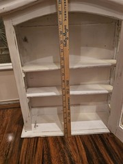 Antique Distressed White Wood WallMount/FreeStand Small Curio W/Glass Door &…
