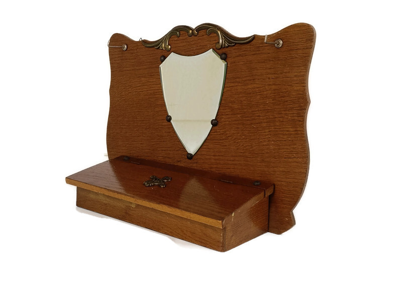 small hanging Cabinet for keys Hallway Coat rack Wood Antique Shaving Combs Cabi