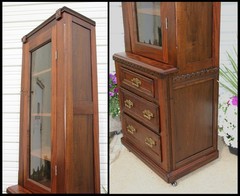 NARROW Walnut East Lake Step Back Barber Cabinet Chimney Cupboard NICE Hardware