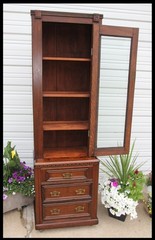 NARROW Walnut East Lake Step Back Barber Cabinet Chimney Cupboard NICE Hardware