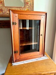 Vtg Wood Display Cabinet | Glass Door Display Cabinet | Apothecary Wood Cabinet