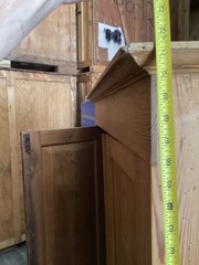 Antique Pine Two Door Wardrobe Cabinet With Removable Shelf & Bar Has Rack