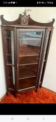 Great Antique Victorian Tiger Oak Corner China Cabinet