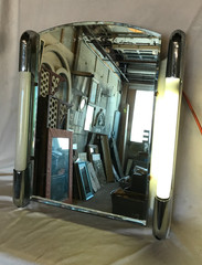 VTG 1950’s Chrome Deco Arch Top Mirror Medicine Side Light Cabinet Old 475-26B