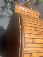 Vintage Coastal Rattan Arched Cabinet