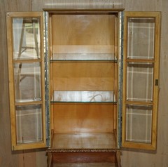 PAIR OF ART DECO CIRCA 1920’S BURR LIGHT WALNUT CLAW & BALL DISPLAY CABINETS