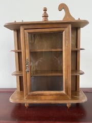 Miniature Wooden CURIO Display Case Cabinet Wall Hanging/Free Standing 3Shelf