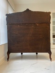 Antique Quartersawn Oak Curved Glass China Cabinet Bevel Canopy Mirror Claw Feet
