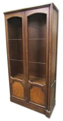Vintage French Provincial Bookcase Cabinet with Wire Mesh Doors