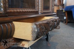 Massive Antique Renaissance Revival Walnut Carved Knockdown Bookcase Armoire
