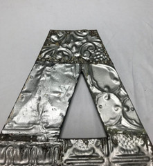 Decorative Salvaged Tin Ceiling 16″ Patchwork Silver Metal Letter A Old 1615-23B
