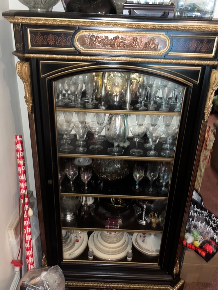 Vintage 1930’s Chinoiserie Hand Painted Display China Cabinet