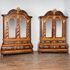 20th Century Pair of Large Rococo Inlaid Marquetry Cabinets, Sweden