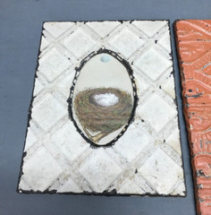 Vintage Mixed Lot 3 Shabby Tin Ceiling Wrapped Picture Frames Old 1822-24B