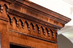 Antique Georgian Style Burl Wood Breakfront Cabinet