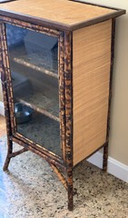 Antique English Japanese Wall Curio Display Cabinet Bookcase Bamboo Victorian