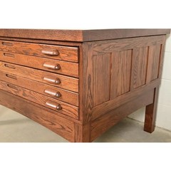 Antique Oak Arts & Crafts Architect’s Flat File Cabinet, Newly Refinished