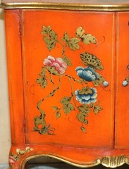 STUNNING 1920’S VINTAGE CHINESE CHINOISERIE GEISHA GIRLS LACQUER SIDE CABINET