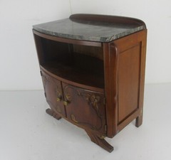 Art Deco Double Cabinet Nightstand Night stand Marble Top Ornate Wood Lovely