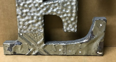 Decorative Salvaged Tin Ceiling 8″ Patchwork Shabby Silver Letter E Old 196-26B