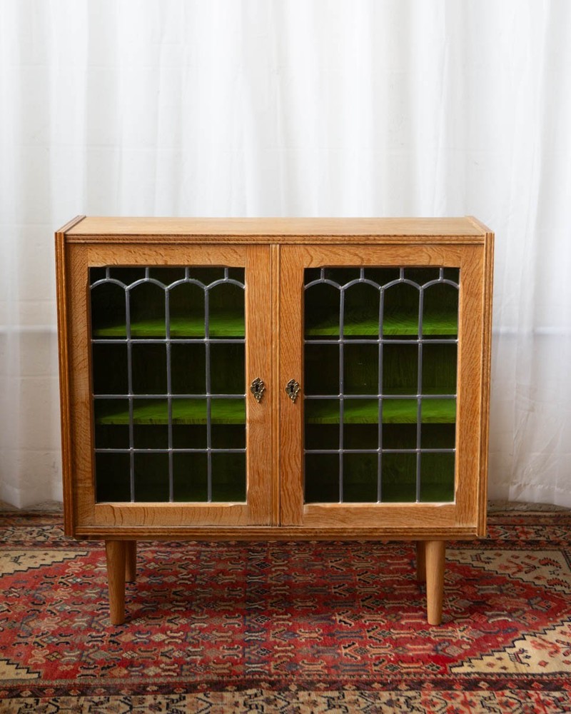 Kjærnulf Style Danish Oak & Stained Glass Cabinet