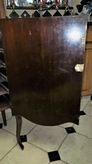 Antique Sheet Music Cabinet w Drawer INLAID WOOD Cabriole Legs BEVELED Mirror!