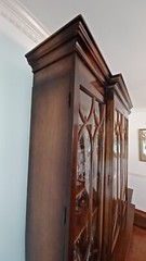Vintage Georgian Style Mahogany Breakfront China Cabinet w/Hidden Secetary
