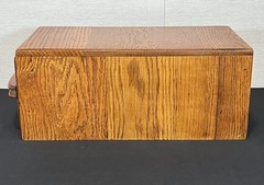 Vintage Wood 15x8x6.5” Recipe Box Card Catalog 1 Drawer Oak Library File Cabinet
