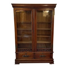 Turn of the Century 2 Door Five Shelf Bookcase & Drawers in Art Nouveau Design