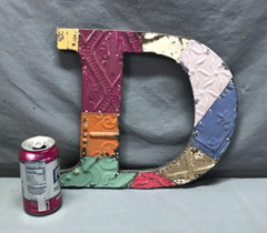 Decorative Salvage Tin Ceiling 12″ Patchwork Metal VTG Letter D Old 270-25B