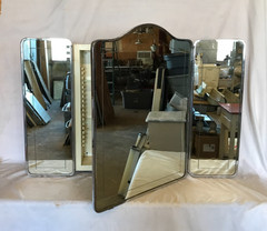 VTG 1950 Deco 26×37 Vanity Arch Top Tri-Fold Mirror Medicine Cabinet Old 649-26B