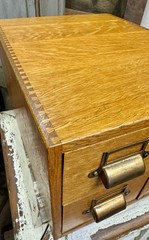 Vintage Wood Card Catalog 4 Drawer Tiger Oak Library Desk File Cabinet