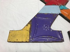 Decorative Salvaged Tin Ceiling 16″ Patchwork Mix Color Metal Letter X 1783-23B