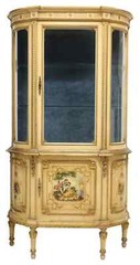 Antique Vitrine Cabinet, Italian, Venetian, Paint-Decorated, Glazed, E. 1900s!!