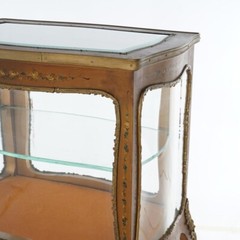 Antique Louis XV Style Giltwood Vitrine with Hand Painted Floral C1910