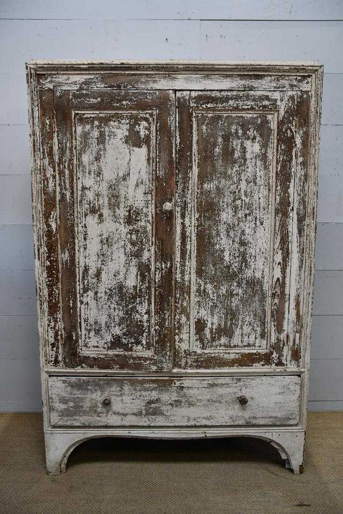 c.1880 Antique Virginia Cabinet Original White Paint