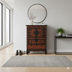Oriental Brown Black Hardware Drawers Accent Storage Cabinet GB288