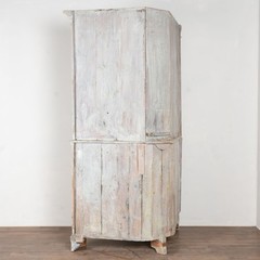 Large 19th Century Swedish Gray Gustavian Pine Corner Cabinet