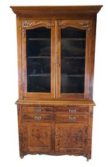 Antique American Victorian Oak Stepback Hutch Display China Cabinet Bookcase 85″
