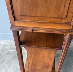 French Antique Narrow Walnut Bookcase/Display Case with Locking Door