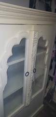 Antique Cabinet Hutch Carved Rose French Provincial Country Display Case Curio